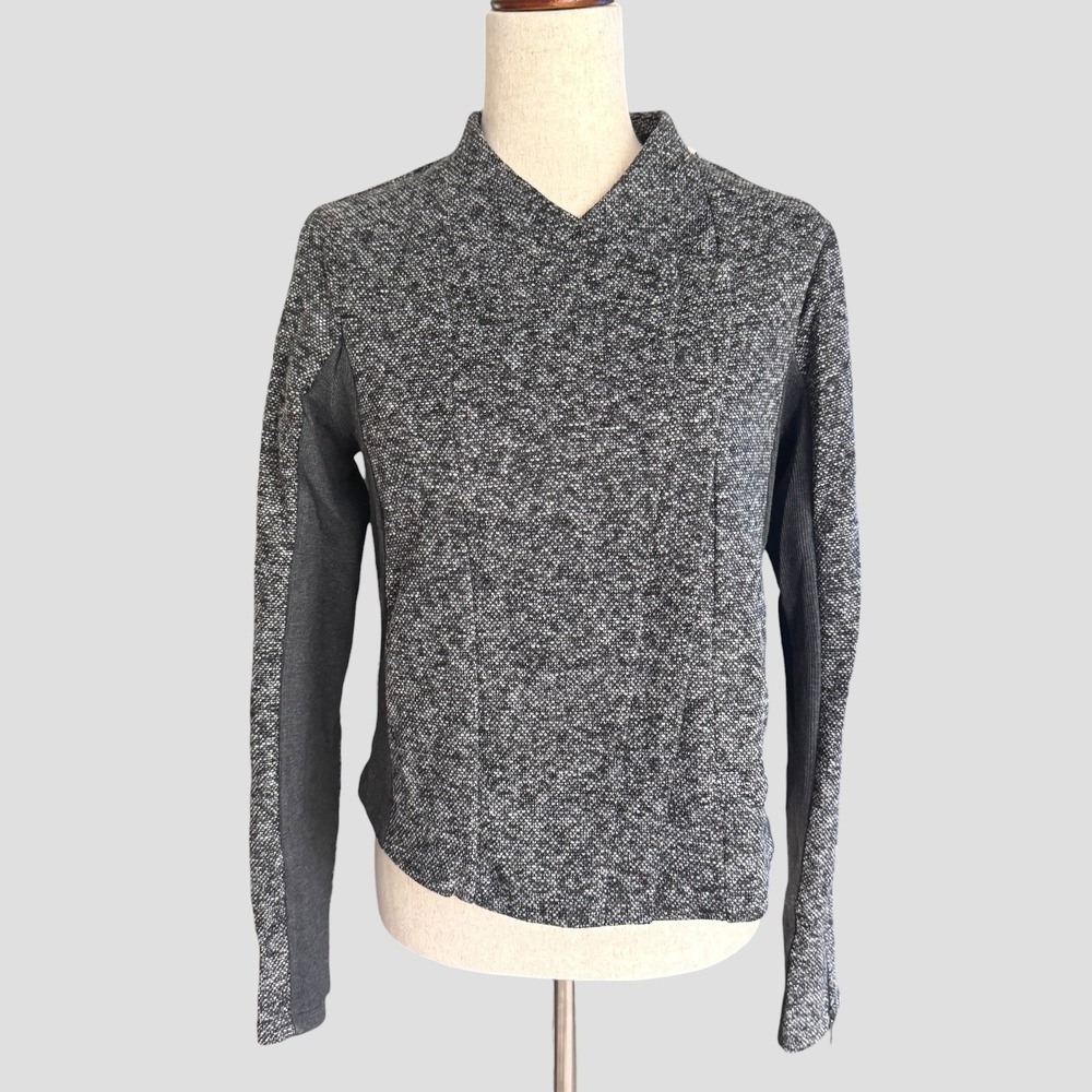 Hem & Thread Womens Asymmetric‎ Zip Moto Jacket Grey Salt Pepper Knit Small NWT